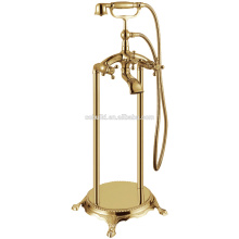 КФТ-02 новое поступление на ножках золотой ванная комната керамический клапан твердая медь хром напольные ванна кран